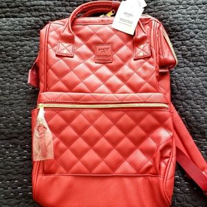 Red Quilted Women's Backpack